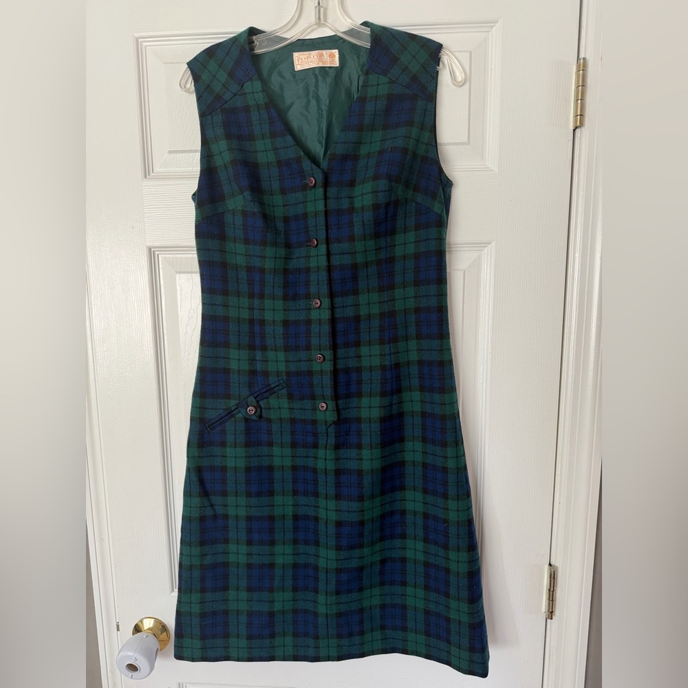 Pendleton Teal and Navy Plaid Midi Dress